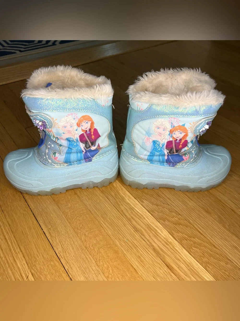 Frozen Snow Boots, Little Girl Size 11, Elsa, Anna, Light up, Blue, Hook & Loop
